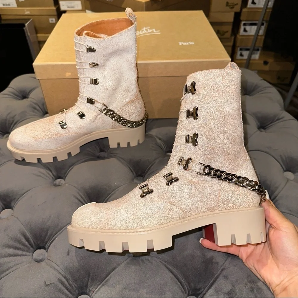 New Size 36 Christian Louboutin Horse Guarda Combat Boot
